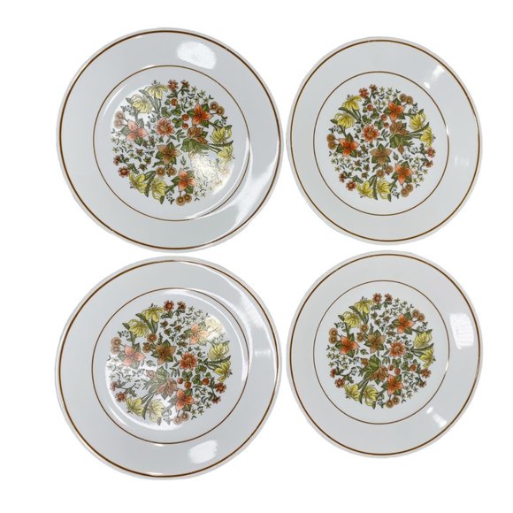 Corelle Indian Summer SET of 4 Luncheon Salad Plates Floral Vintage 60s Retro - Picture 1 of 9
